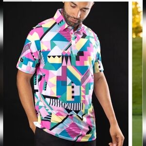 Sunday Swagger Mens  XL  Chella Golf Polo Shirt Loud Retro Print Statement